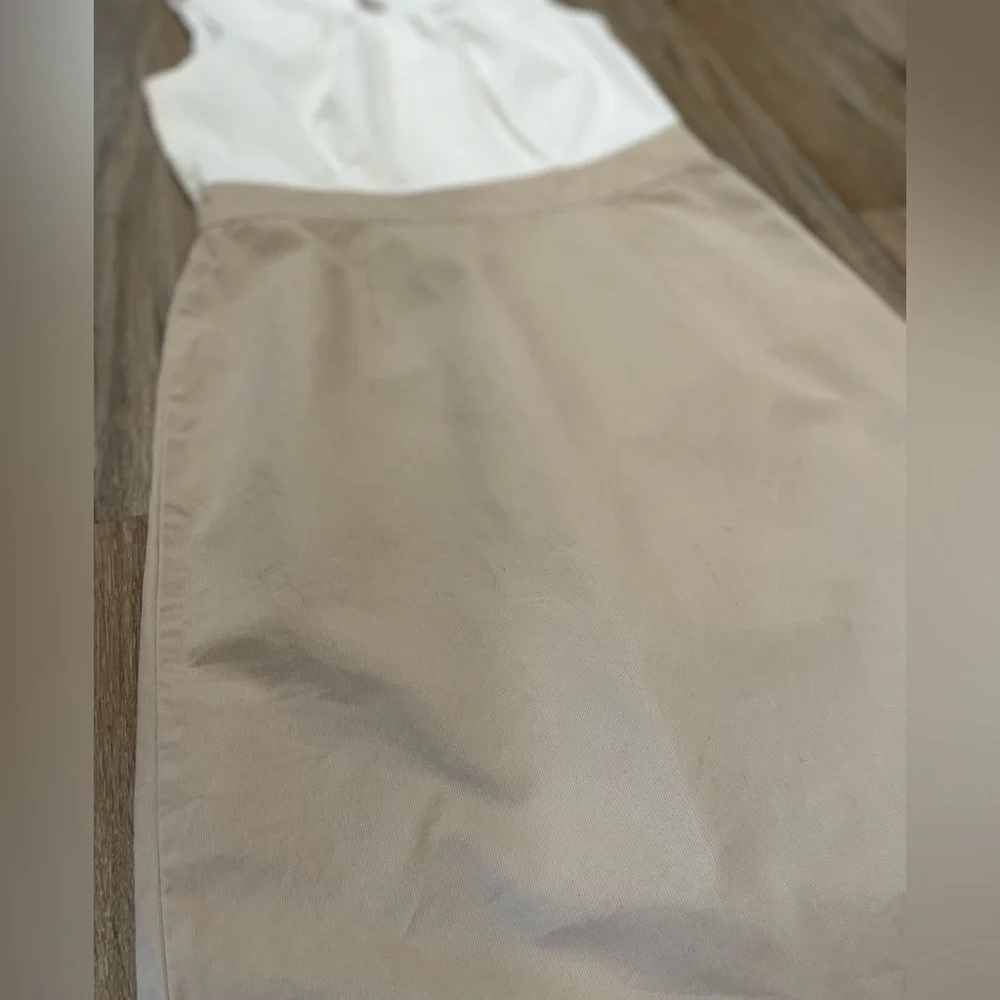 Banana Republic White and Tan Sleeveless Dress- Size 2 - Picture 3 of 12